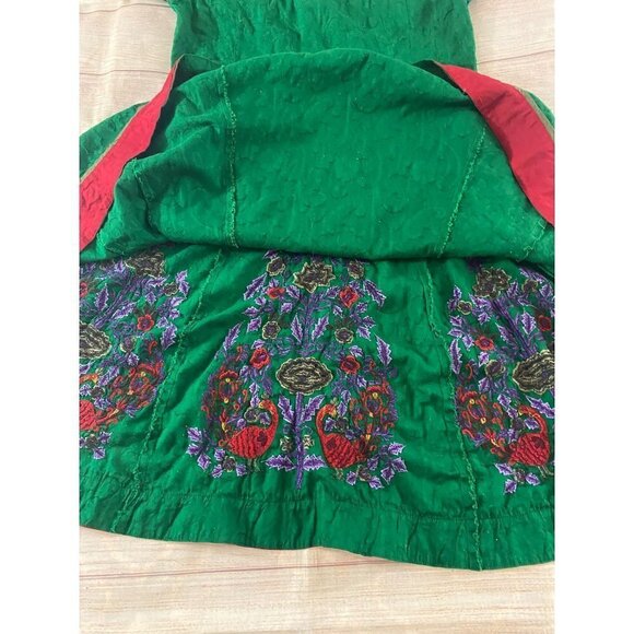 Unbranded Women's Green Embroidered Bohemian Cap Sleeve Dress - XL - Picture 13 of 13